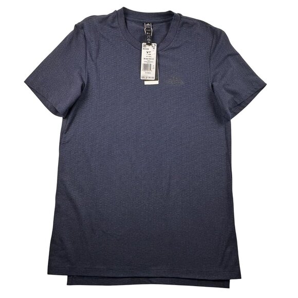 Adidas Mens Axis Tee 2.0 Training Shirt XS Navy Blue Striped Mens Activewear NWT - Picture 8 of 9